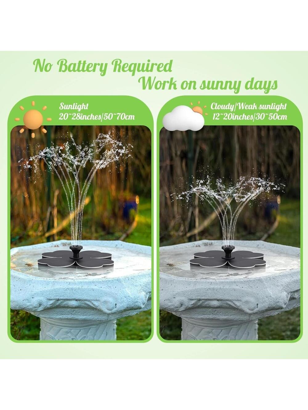 7"-Solar Power Floating Water Pump Bird Bath Fountain Submersible Pond Garden - Picture 7 of 16